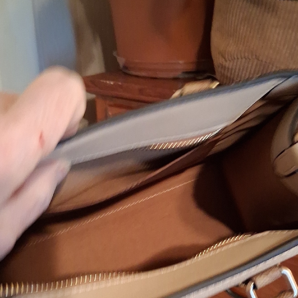 Coach Beige Signature Canvas Satchel with Tan Handles - Picture 5 of 13
